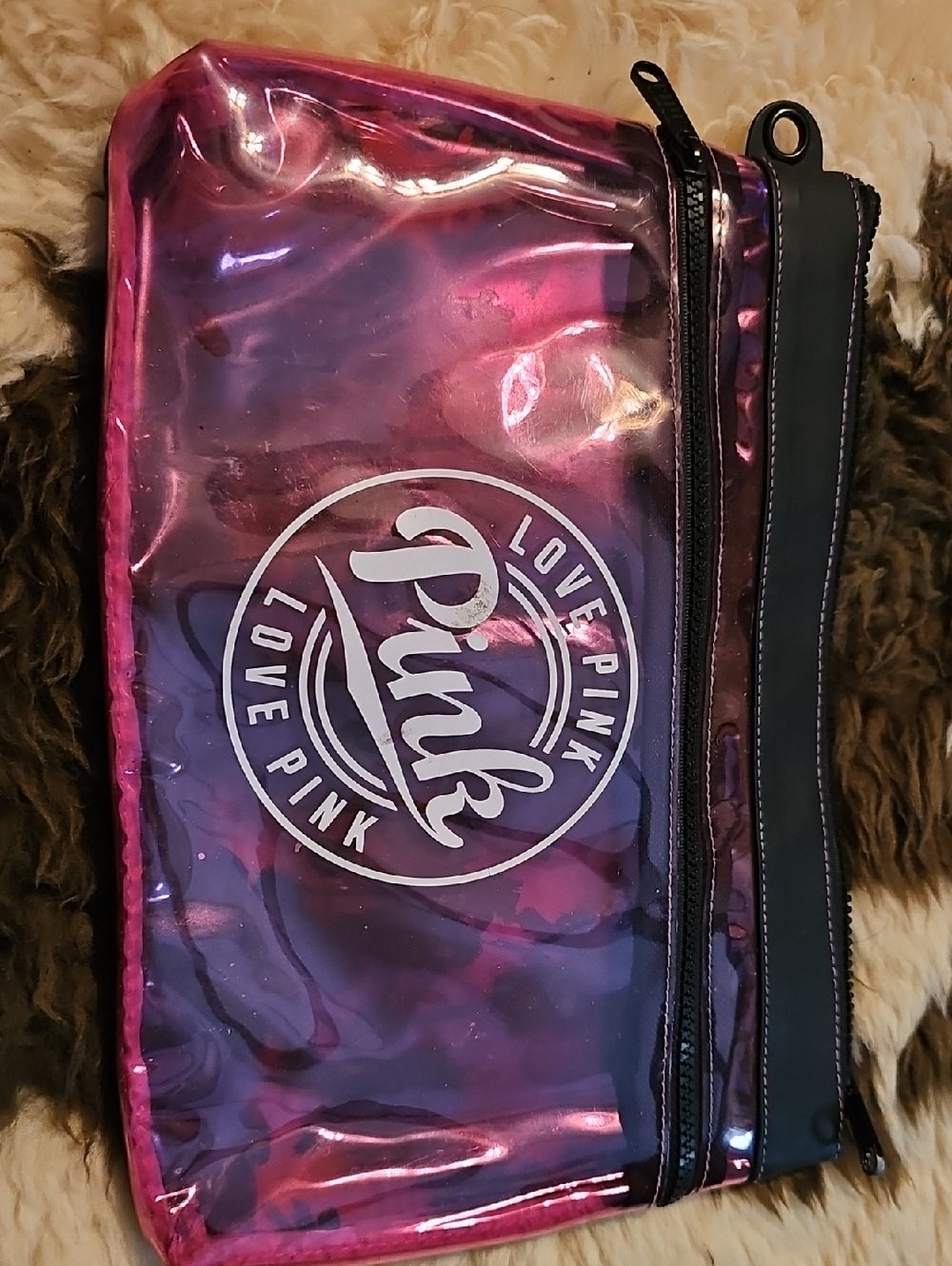 PINK Victoria's Secret Iridescent Pink/Purple Cosmetic Pouch